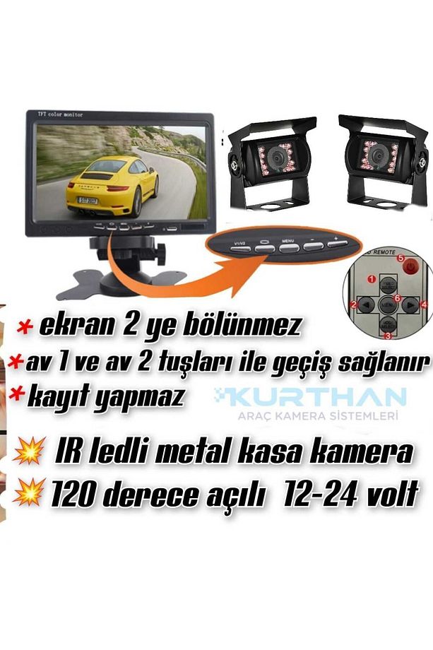 12*24 Volt Uyumlu Traktör Biçerdöver Ekran Kamera Seti Kayıt Yapmaz ( Twogo ) - 5