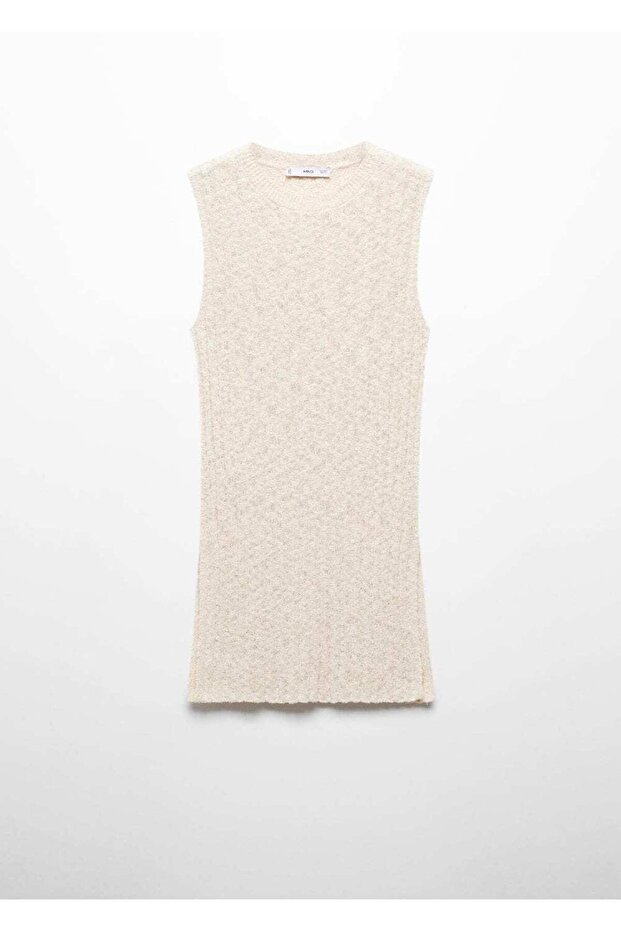 Delikli ribana triko bluz - 3