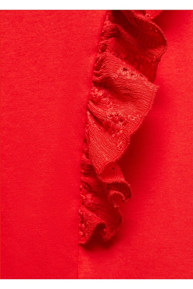 Fırfırlı pamuklu tişört - 6