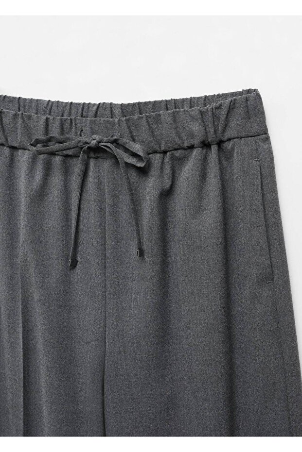 Elastik belli wideleg pantolon - 5