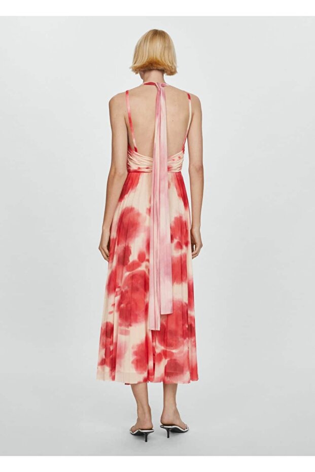 Desenli pilili elbise - 4