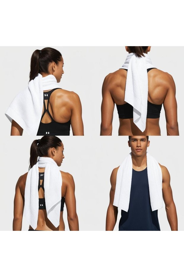 White Athlete Training Towel Cotton Gym Fitness Boxing Tennis Antibacterial Sports Towel 30X120'Cm