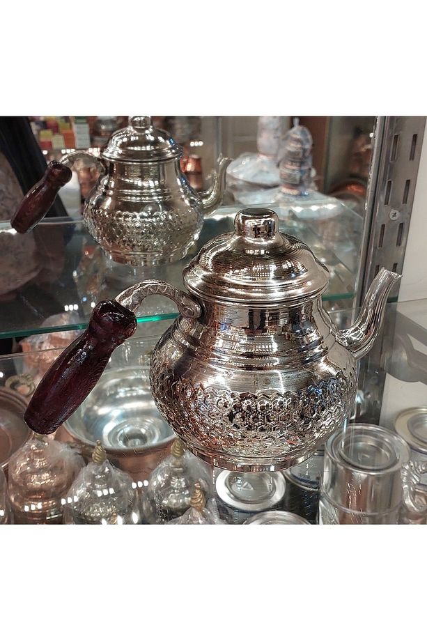 Bakır Çaydanlık & Bakır Demlik Zımba Desenli Tekli Bakır Çaydanlık - 7