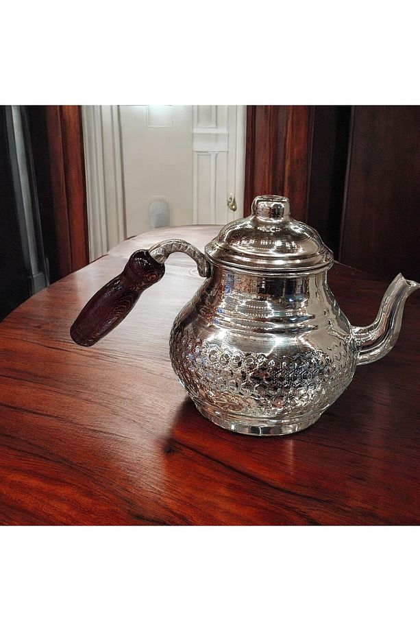 Bakır Çaydanlık & Bakır Demlik Zımba Desenli Tekli Bakır Çaydanlık - 3