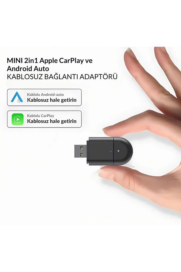 Yeni Tasarım Mini Kablosuz İOS ANDROİD Uyumlu Carplay Usb ve Type-c 2in1 Araç Multimedya Adaptörü - 1