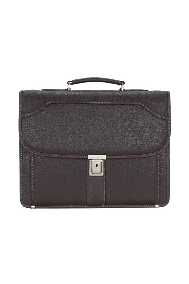 Men's Handbag 15.6 Inch Laptop Briefcase 5 Compartments Waterproof Shoulder Strap 2002 Brown