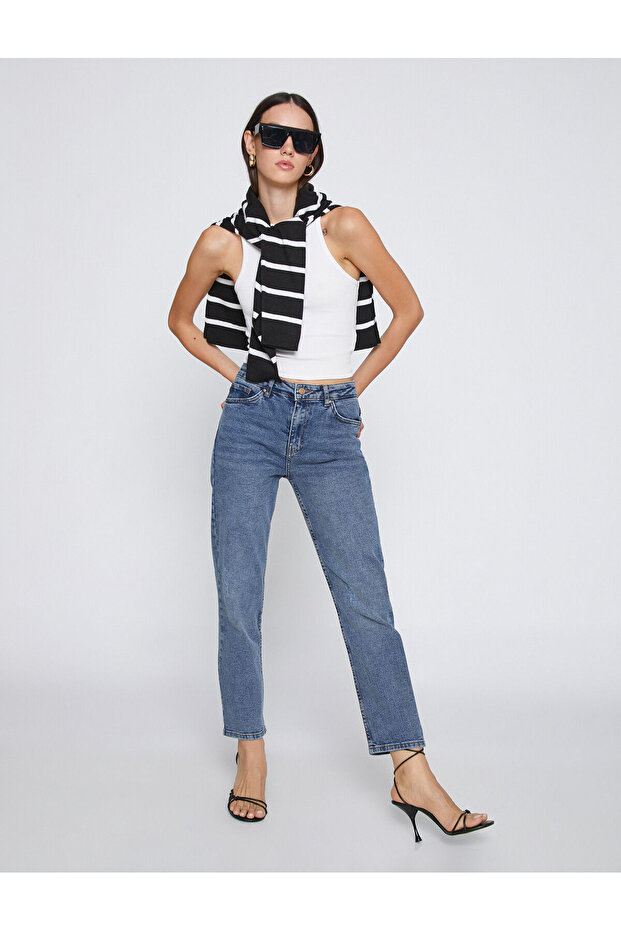 Straight-Leg Denim Pants High Waist - Eve Slim Jean