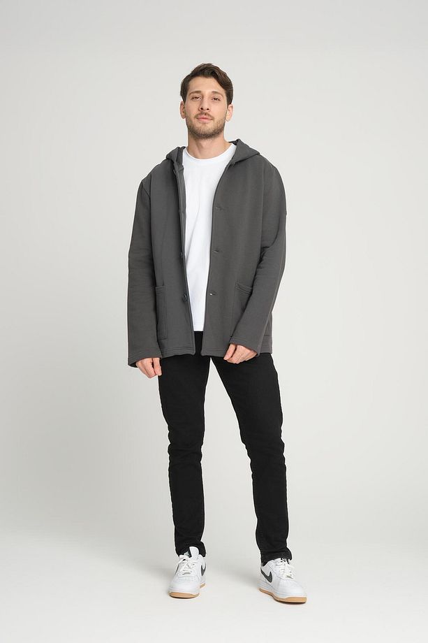 Kapüşonlu Içi Şardonlu Oversize Hırka (E23-607 03) - 1