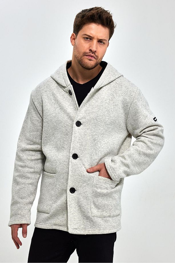 Kapüşonlu Içi Şardonlu Oversize Hırka (E23-607 03) - 4