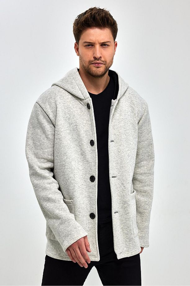 Kapüşonlu Içi Şardonlu Oversize Hırka (E23-607 03) - 3