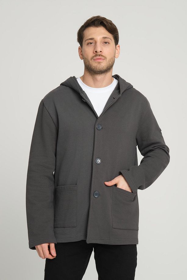 Kapüşonlu Içi Şardonlu Oversize Hırka (E23-607 03) - 5