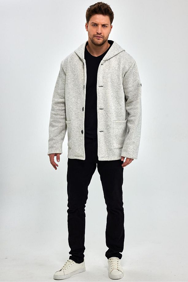 Kapüşonlu Içi Şardonlu Oversize Hırka (E23-607 03) - 1