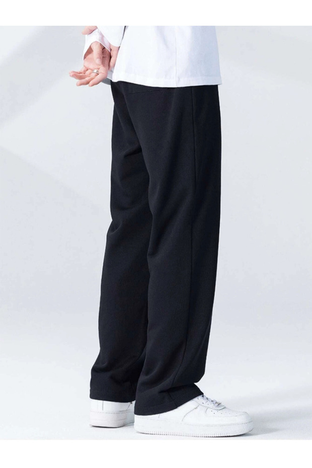 Siyah Baggy Oversize Düz Paça Eşofman Altı - 2