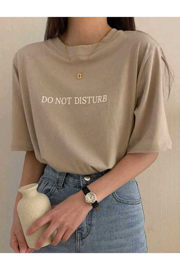 Do Not Dısturb Printed Women Tshirt Durable Transfer Printing Cotton Fabric Comfortable Die