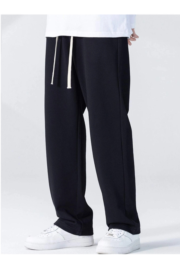 Siyah Baggy Oversize Düz Paça Eşofman Altı - 1