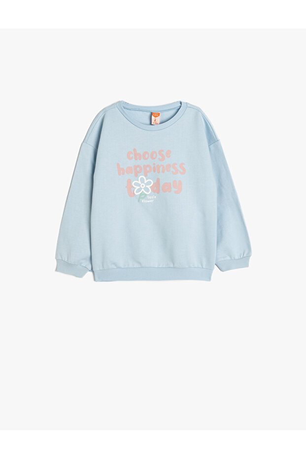 Cotton Long Sleeve Slogan Printed Sweatshirt