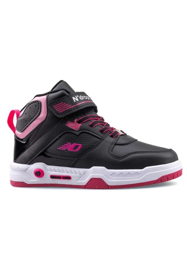 021-24 Girl's Black Fuchsia Leather Sports Boots - Velcro