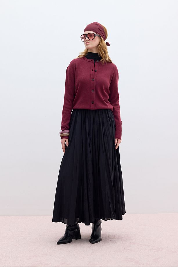 YUMUŞAK DOKULU TRİKO HIRKA BORDO - 3