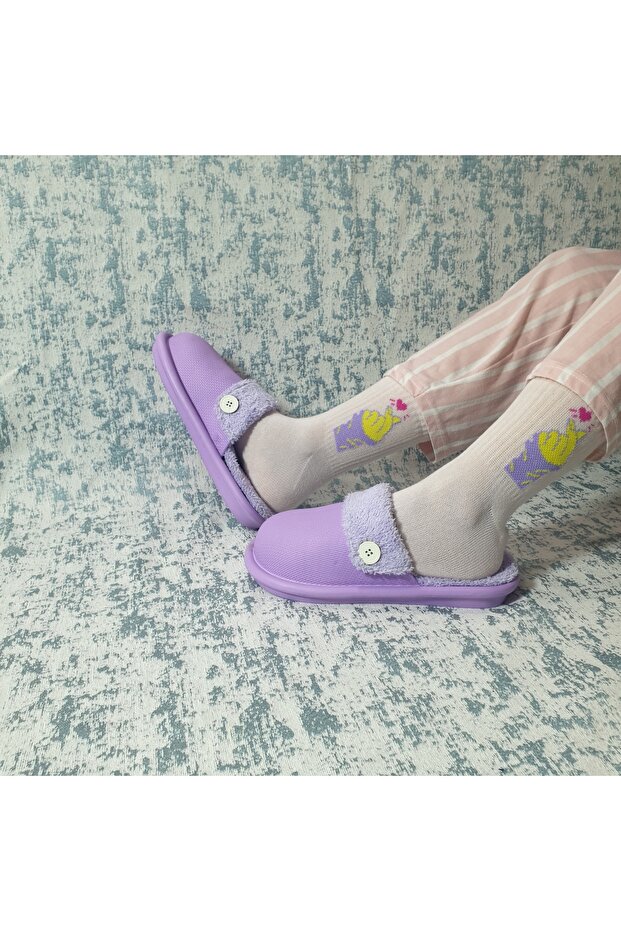 Winter Women's Slippers with Removable and Washable Velcro and Buttons