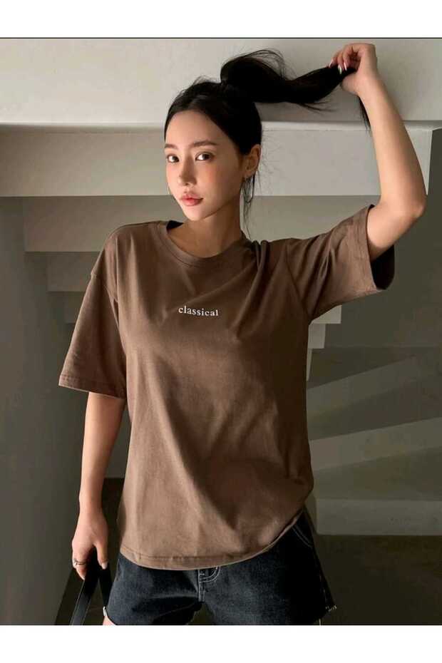 Classical Printed Women's Tshirt Durable Transfer Printing Cotton Fabric Comfortable Fit Oversize