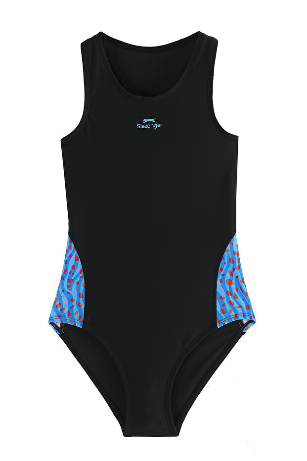 Spl Racerblk Jn43 Girls' Swimsuit Black / Turquoise
