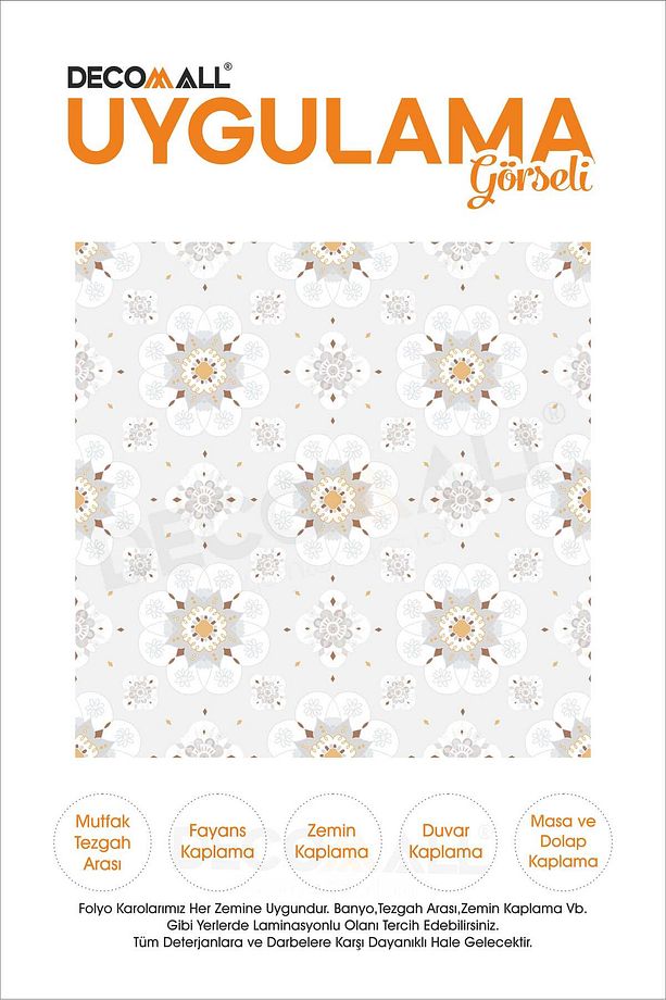 CodeK-1 Kendinden Yapışkanlı FOLYO KARO Suya Dayanıklı Mutfak Banyo Zemin Kaplama 30x30 Cm(4 ADET) - 3