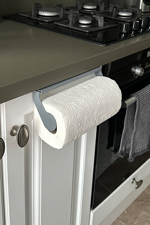 حامل مناشف ورقية للمطبخ - رمادي - 2