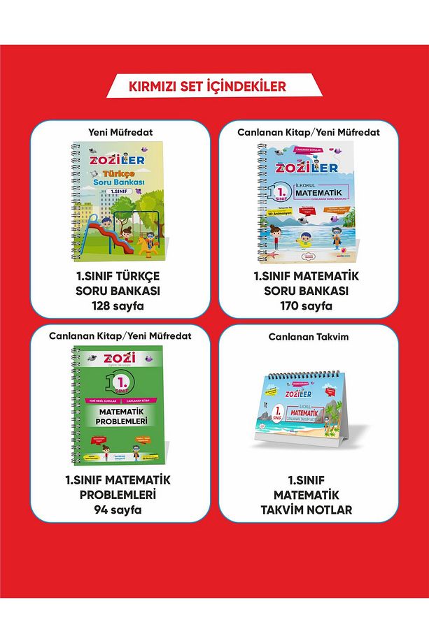 1.SINIF KIRMIZI SET (Türkçe S. Bankası-Matematik S. Bankası-Tüm Dersler Bulmaca-Mat Takvim Notlar) - 2