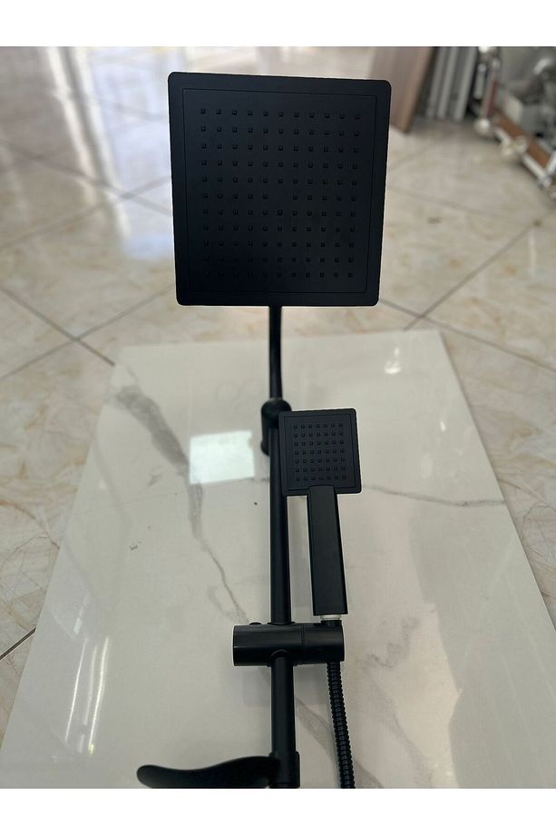 Siyah Lüks Paslanmaz Tepe Robot Duş Başlığı Seti - 2