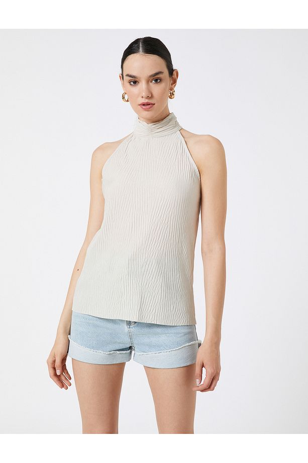 Halter Yaka Dokulu Bluz - 3