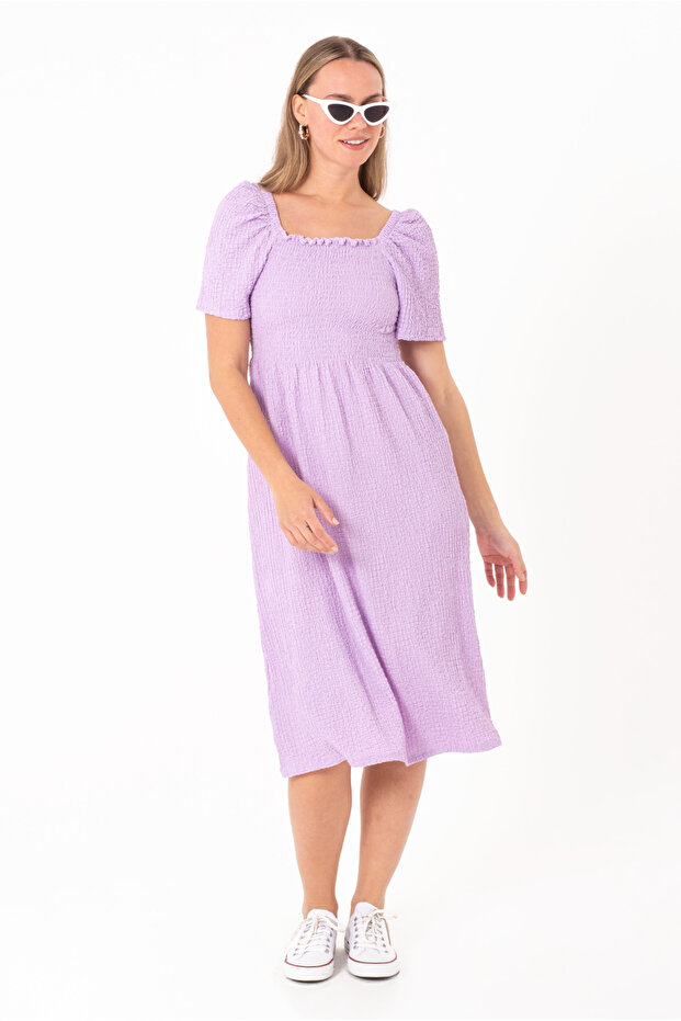 Women's Square Neck Wrap Dress - Comfortable and Modern Fit / Different Color Choices