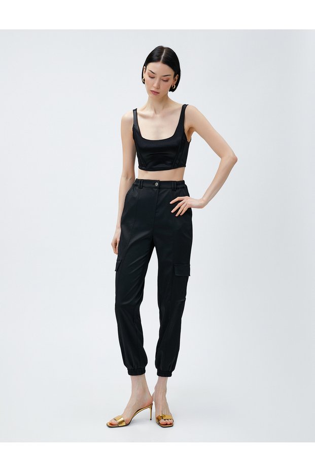 Jogger Cargo Pants Pocket Ribbed