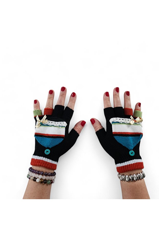 قفازات الحلوى المثلجة باللون الأزرق الداكن - 2