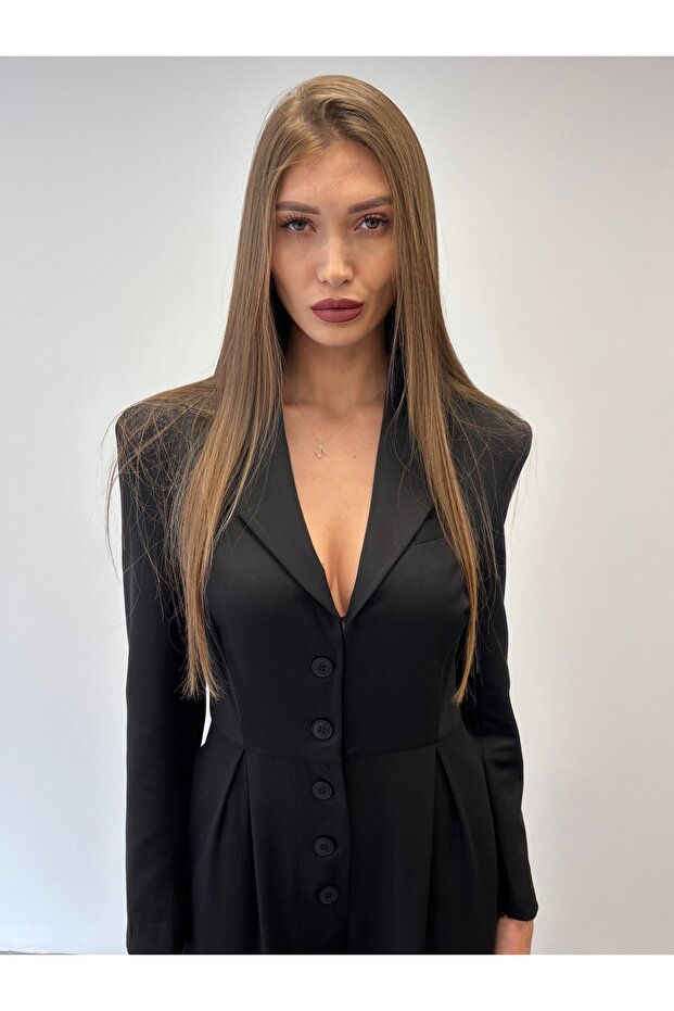 Omuz Vatkalı Düğmeli Tulum - 3