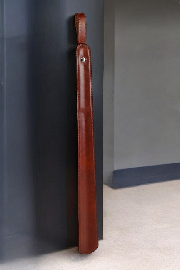 Çelik Gövdeli Deri Kaplama Yumuşak Ayakkabı Çekeceği Kerata 50cm Kahverengi C-1-1-144 - 2