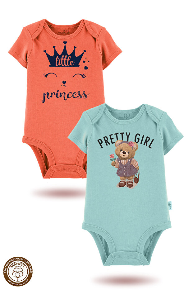 2-Piece 100% Cotton Organic Printed Snap Fastener Baby Bodysuit