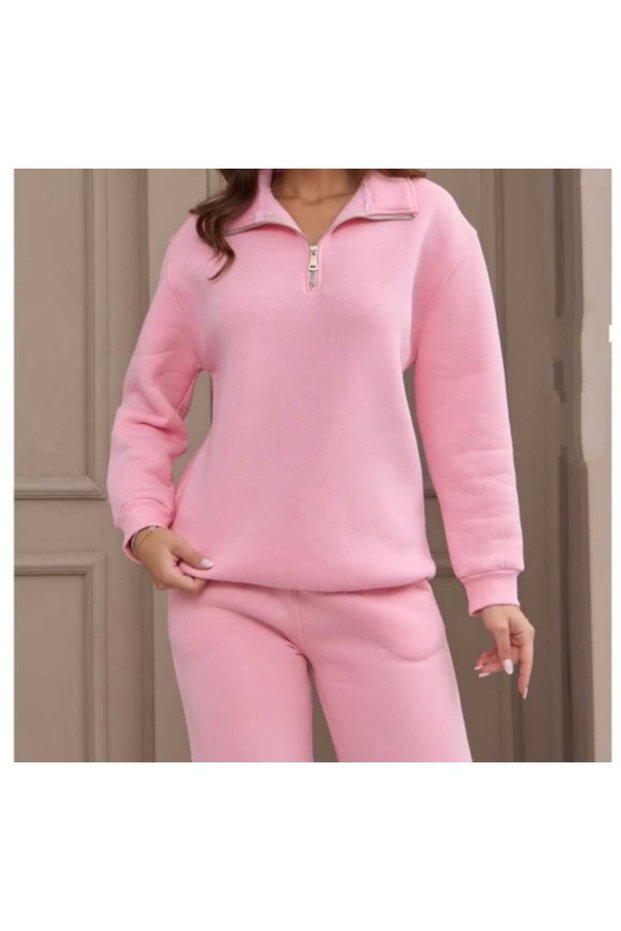 Women's Chartoned Half Zipper Oversized Sweat -Pembee