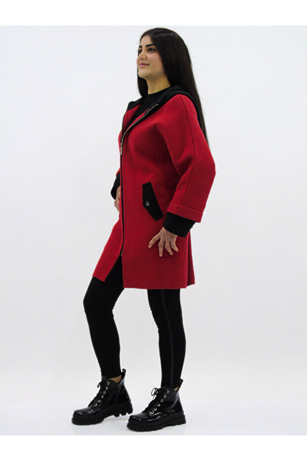 Kapüşonlu Fermuarlı Ceket - 1
