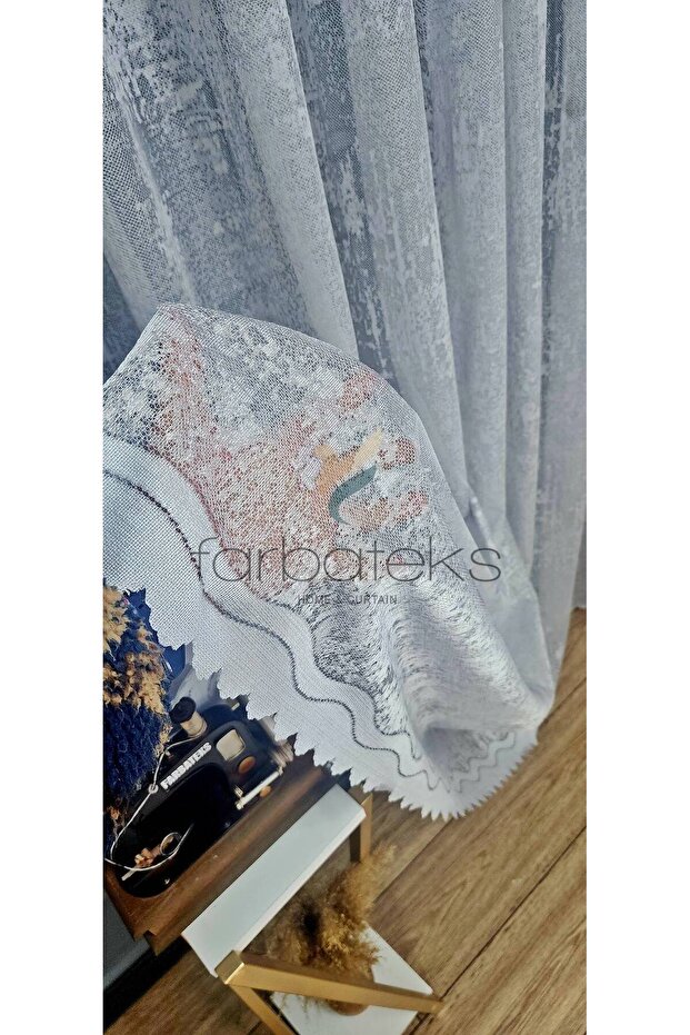 Nardo Grey Cloud Tulle Exculusive Micro Mesh 3 Layers Pleated Grey Tulle Curtain