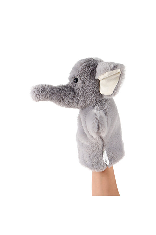 دمية يد منقوشة على شكل فيل رمادي - 2