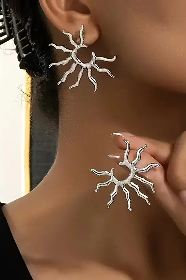 Sun Silver Color Women's Earrings