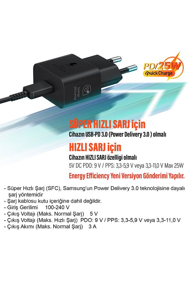 Şarj Aleti ve TYPE C Kablosu 25W Süper Hızlı Type-C Şarj Adaptörü ve Kablo T2510 DA705 - 3