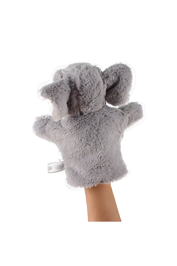 دمية يد منقوشة على شكل فيل رمادي - 3