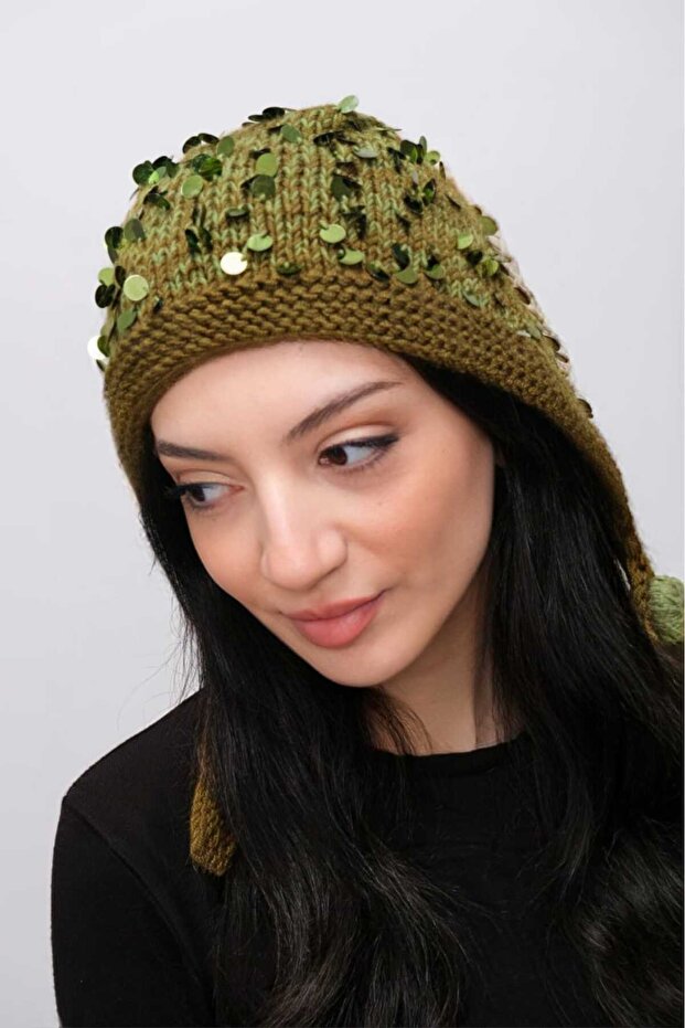 El örgüsü pullu yeşil bere - 1