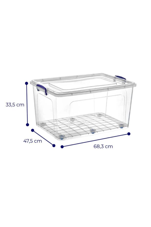 Tekerlekli Kilitli Saklama Kutusu 80 Litre 3 Adet Tekerlekli Saklama Kabı - 2