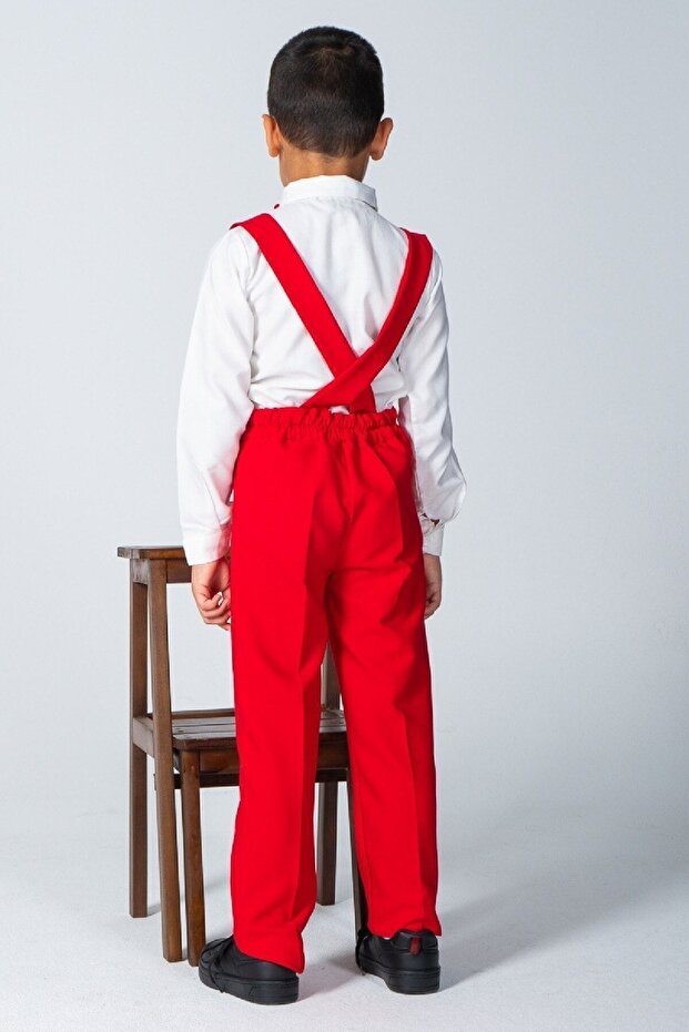 Kırmızı Erkek Çocuk Salopet Ve Papyon Takımı(SALOPET-PAPYON) - 3