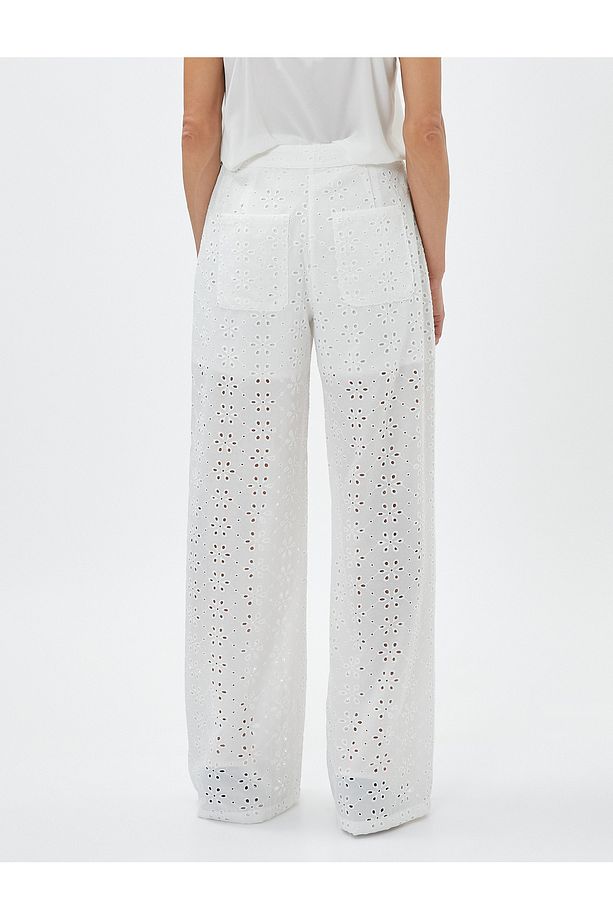 Geniş Paça Pantolon Fisto Çiçekli Yarım Astarlı - 4