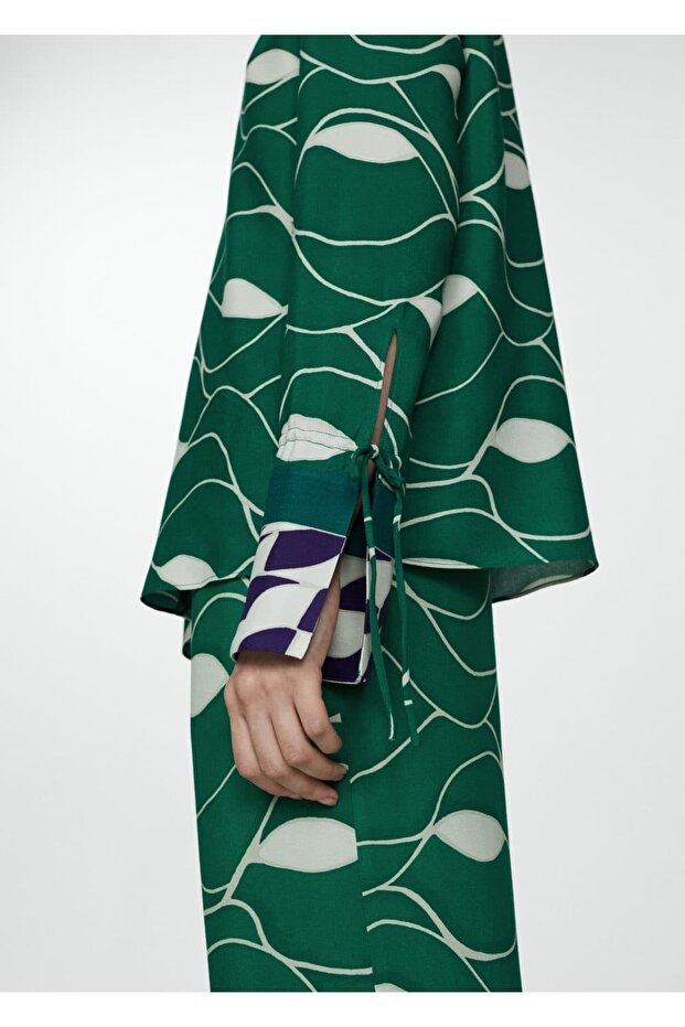 Gemusterte Bluse mit Bindedetail - 5