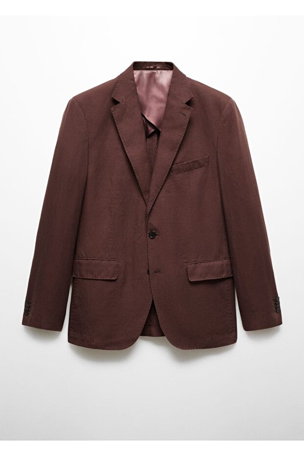 Dar kesimli keten blazer ceket - 3
