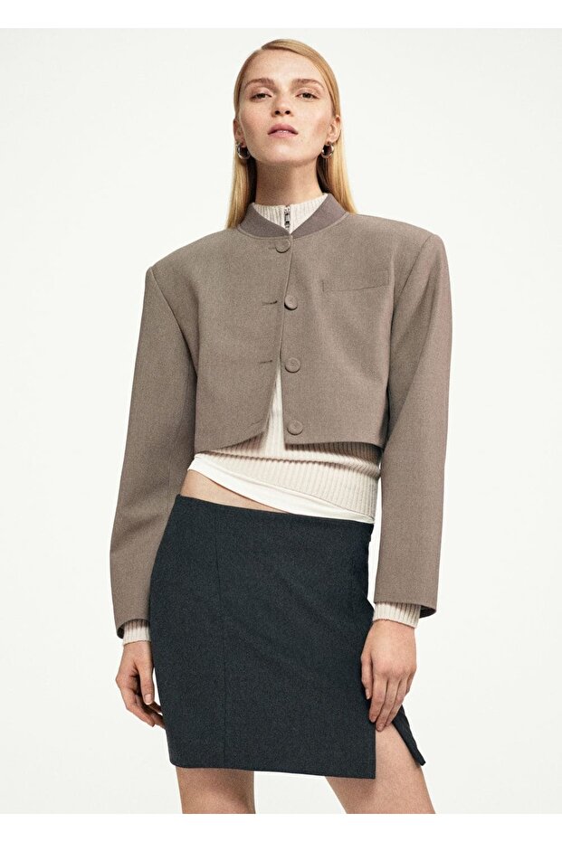 Düğmeli cropped ceket - 5